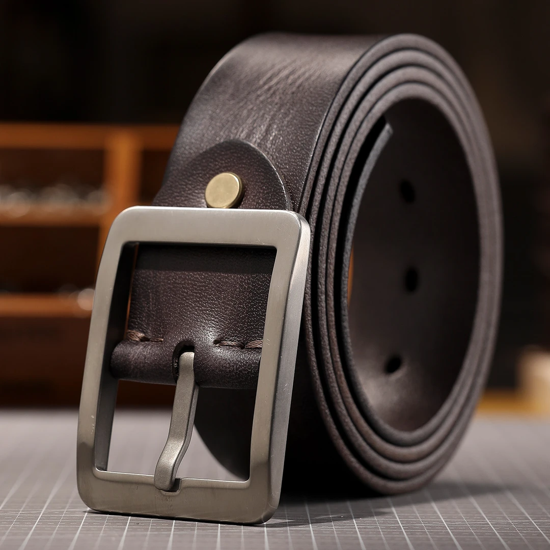 新款轻钛扣男士皮带腰带男真皮头层牛皮百搭休闲针扣裤带
