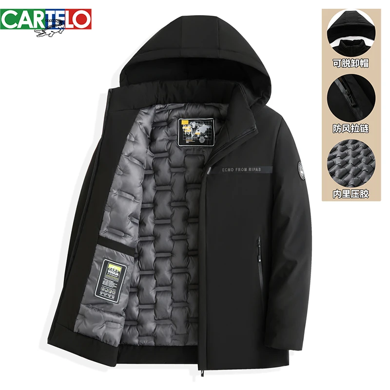 CARTELO/卡帝乐鳄鱼冬季棉服男士休闲商务加爸爸装棉衣秋冬外套