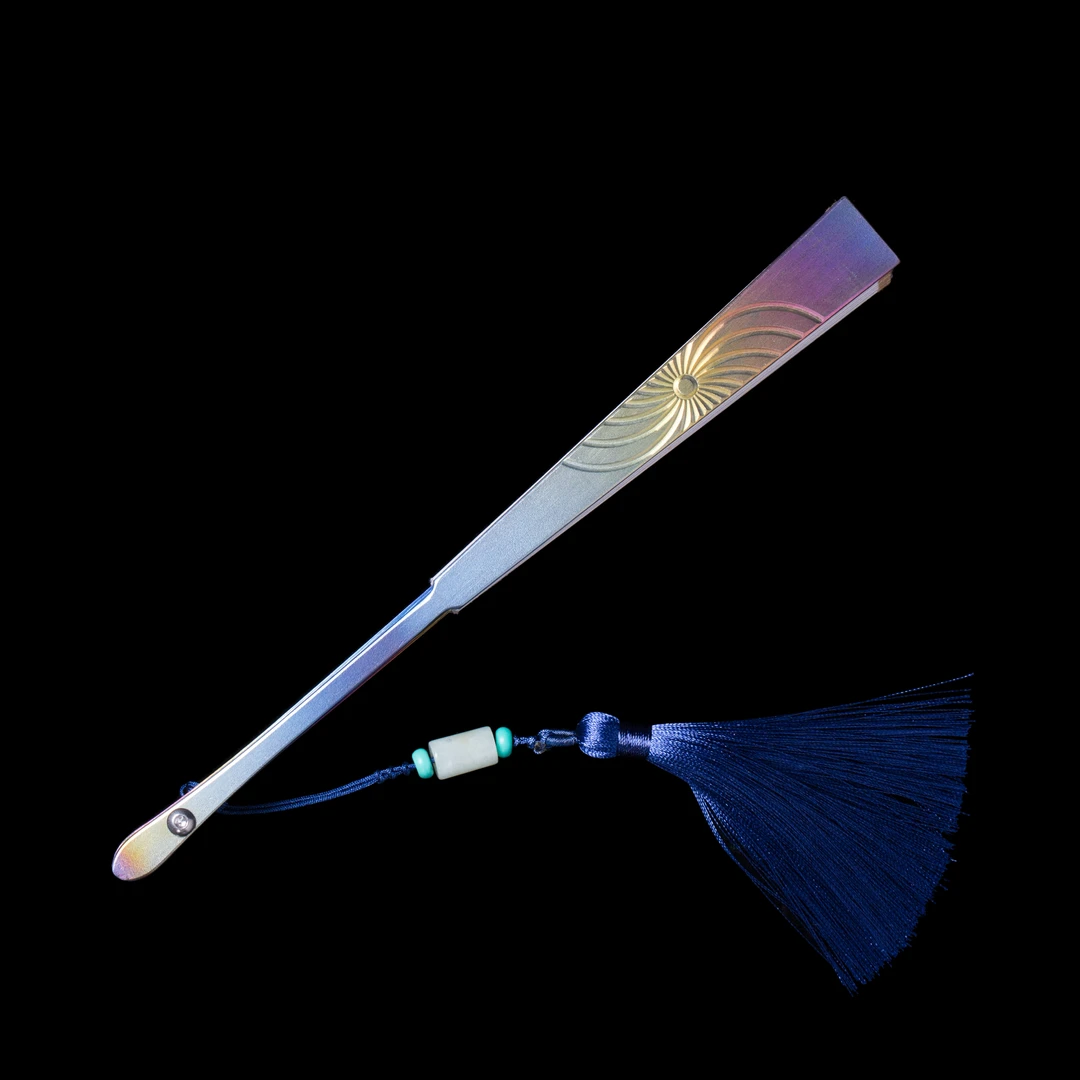 035《钛金折扇》6寸钛金扇.江龙制