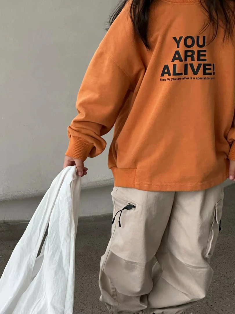 w12秋款新款百搭字母上衣时尚休闲洋气韩版圆领宽松字母卫衣秋季