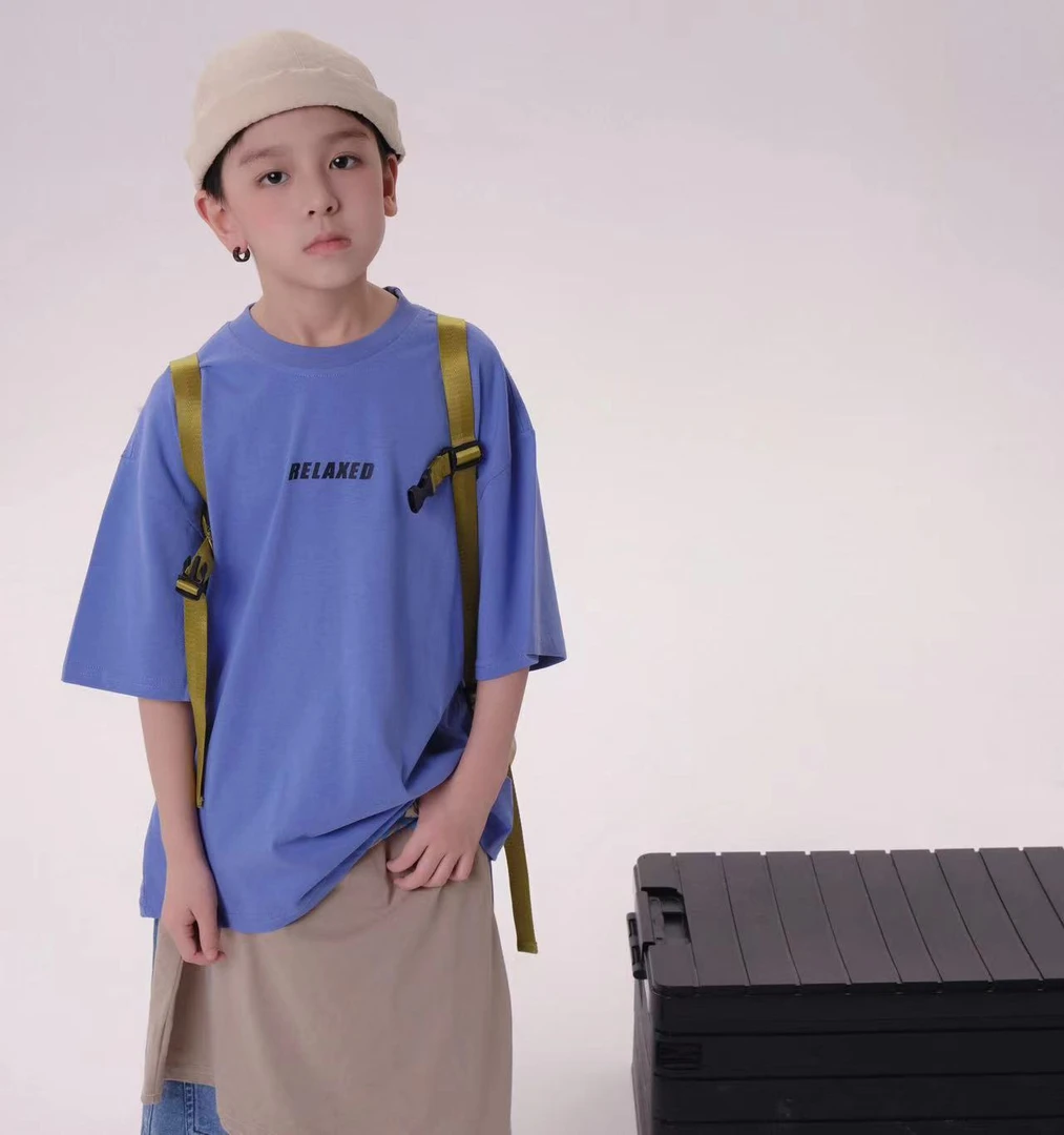 9147青少年夏款韩版短袖时尚DP印花宽松休闲潮流大童百搭T恤