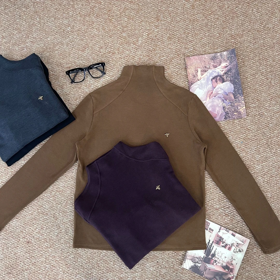 XY&【 瞳印】女装时尚休闲长袖网红百搭修身高品质纯色ins保暖#H760