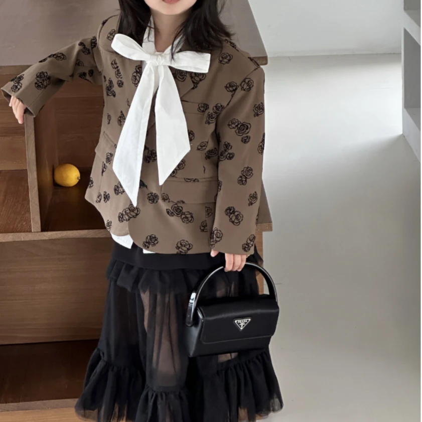 【语系】2025秋季新款女童植绒西装外套韩版潮流气质百搭潮流10610