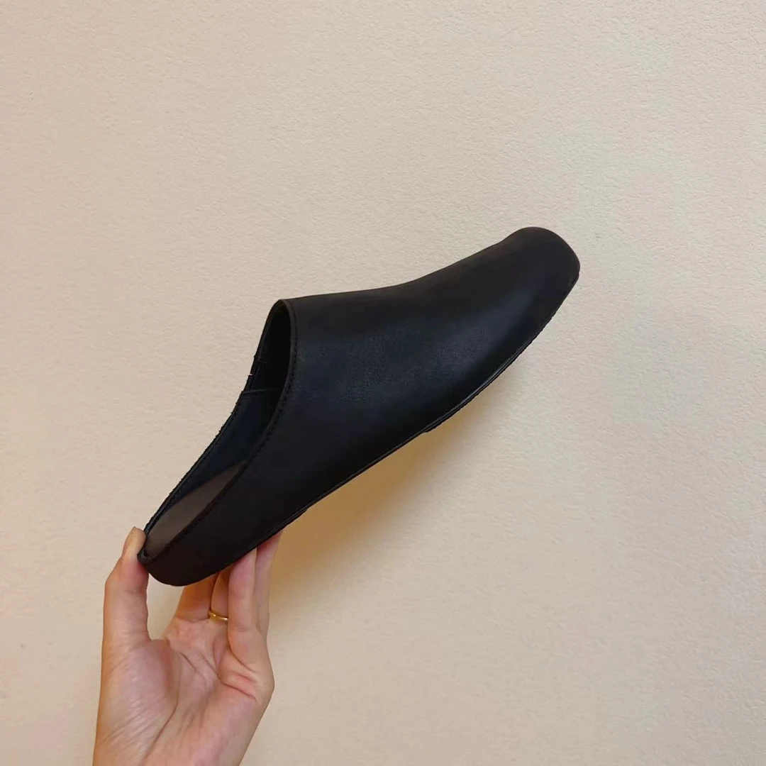 静姐力推 方头猪鼻子包头半拖 复古手工擦色 女士夏季穆勒拖