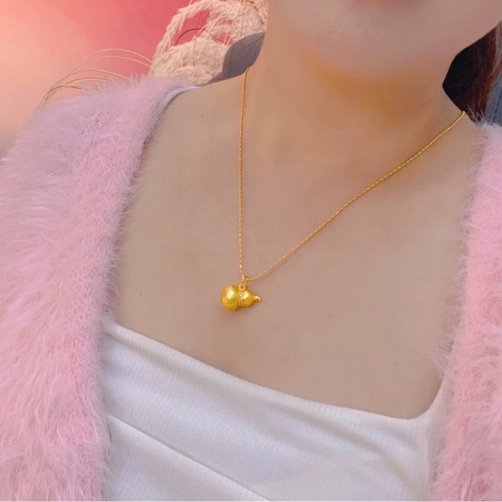 钛钢项链 镶锆葫芦项链 M扣