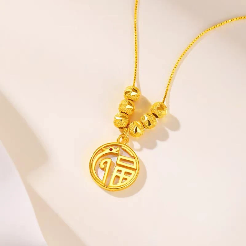 钛钢项链 福字龙牌项链 M扣