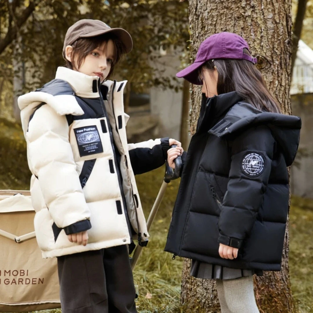 儿童羽绒服男童女童短款亲子加厚2023新款洋气韩版中大童冬装外套