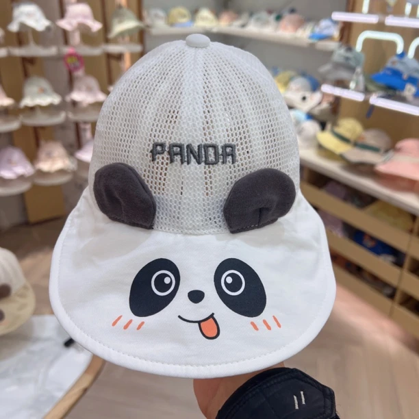 哆啦布丁休闲风大檐圆顶高顶男卡通风帽子宝宝夏季薄款防晒帽婴儿