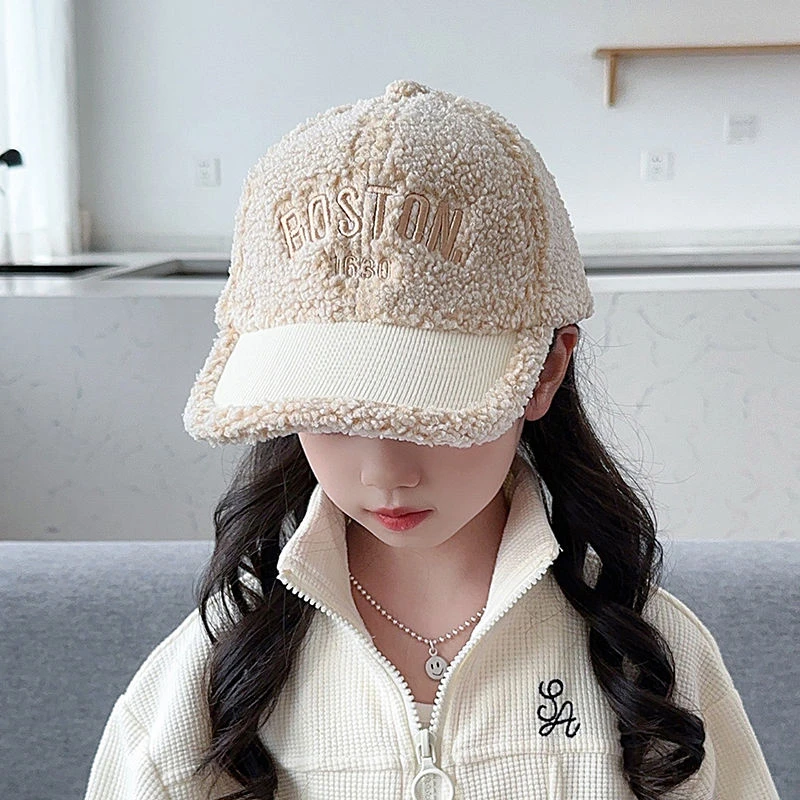 儿童帽子秋冬新款宝宝棒球帽羊羔绒鸭舌帽百搭保暖男女童帽中大童