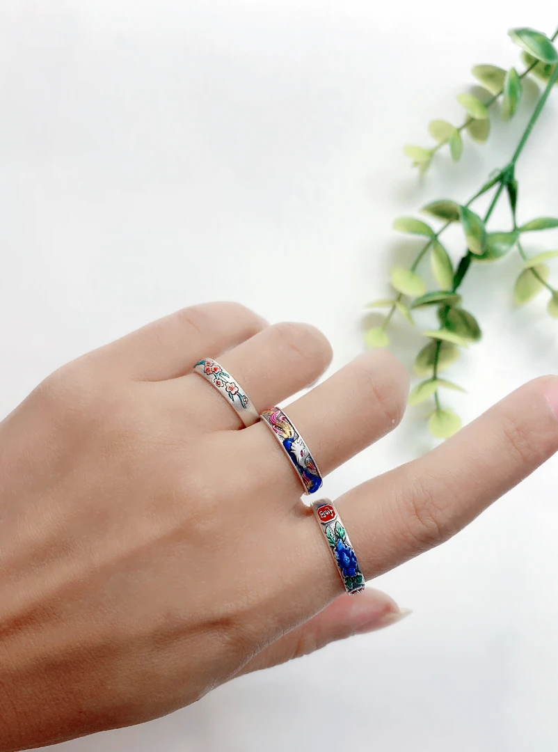 足银戒指 【玉宏银楼】小梅花戒指.小牡丹花戒指.小九尾狐戒指