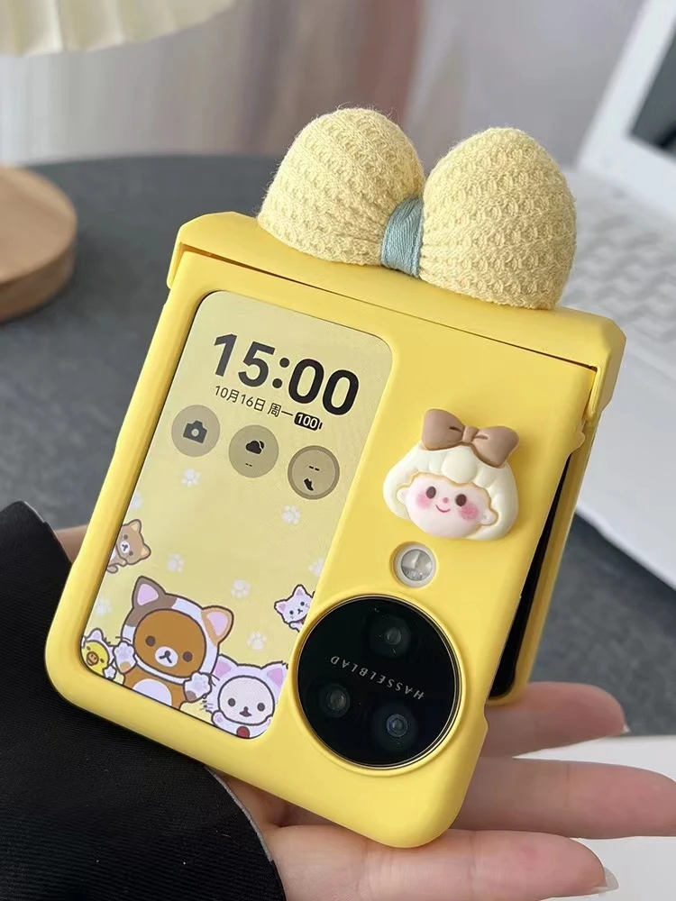 可爱蝴蝶结女孩适用OPPO Find N3flip折叠屏手机壳N2flip全包铰链