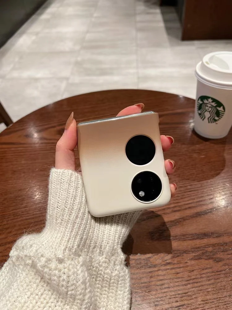 网红美拉德棕色适用华为pocket 2折叠手机壳渐变色p50 pocket肤感