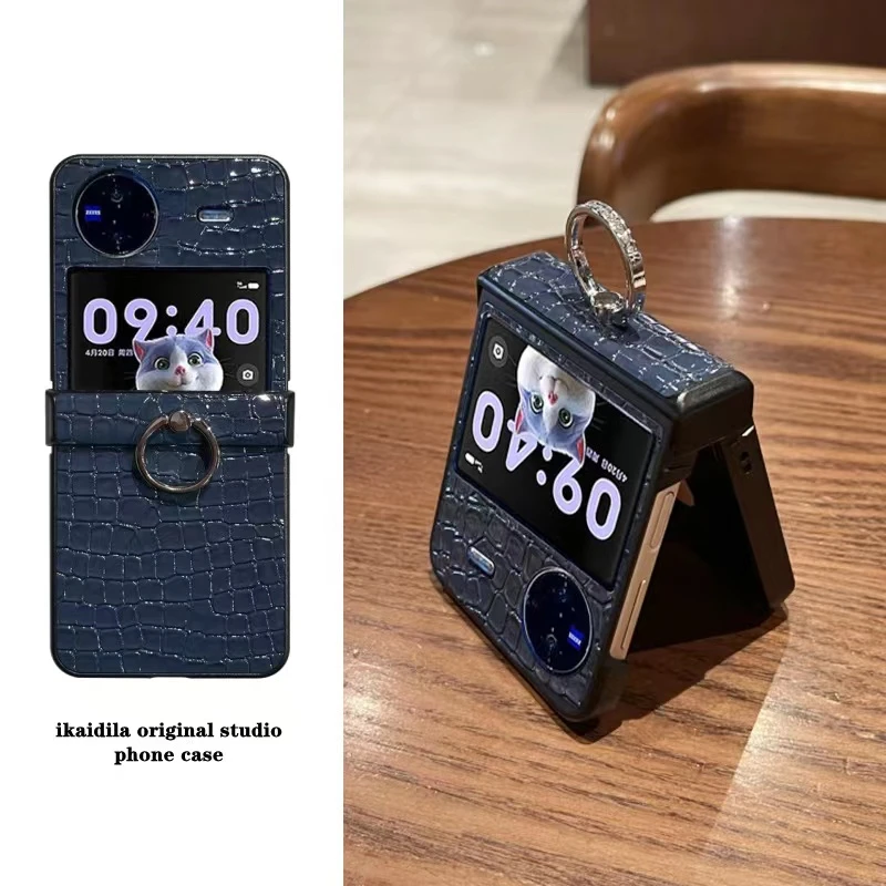 高级感鳄鱼皮纹指环适用vivoxflip手机壳新款三星zflip7铰链全包