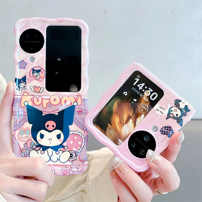 卡通蓝光库洛米适用OPPO Find N3flip折叠手机壳三星华为扭扭边软