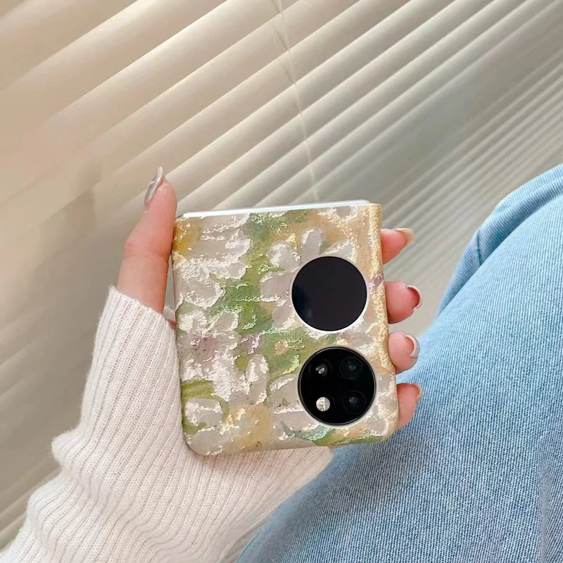 ins高级油画花朵适用华为 pocket 2折叠屏手机壳pocket s韩风艺术