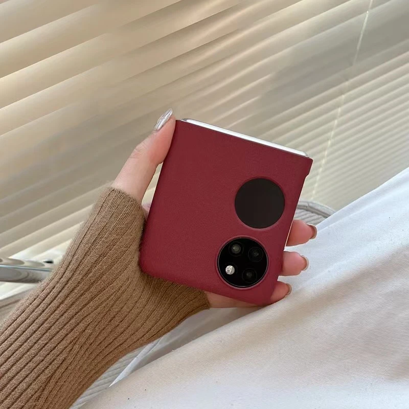 新款简约磨砂酒红色适用华为 pocket 2折叠手机壳pocket s防摔硬