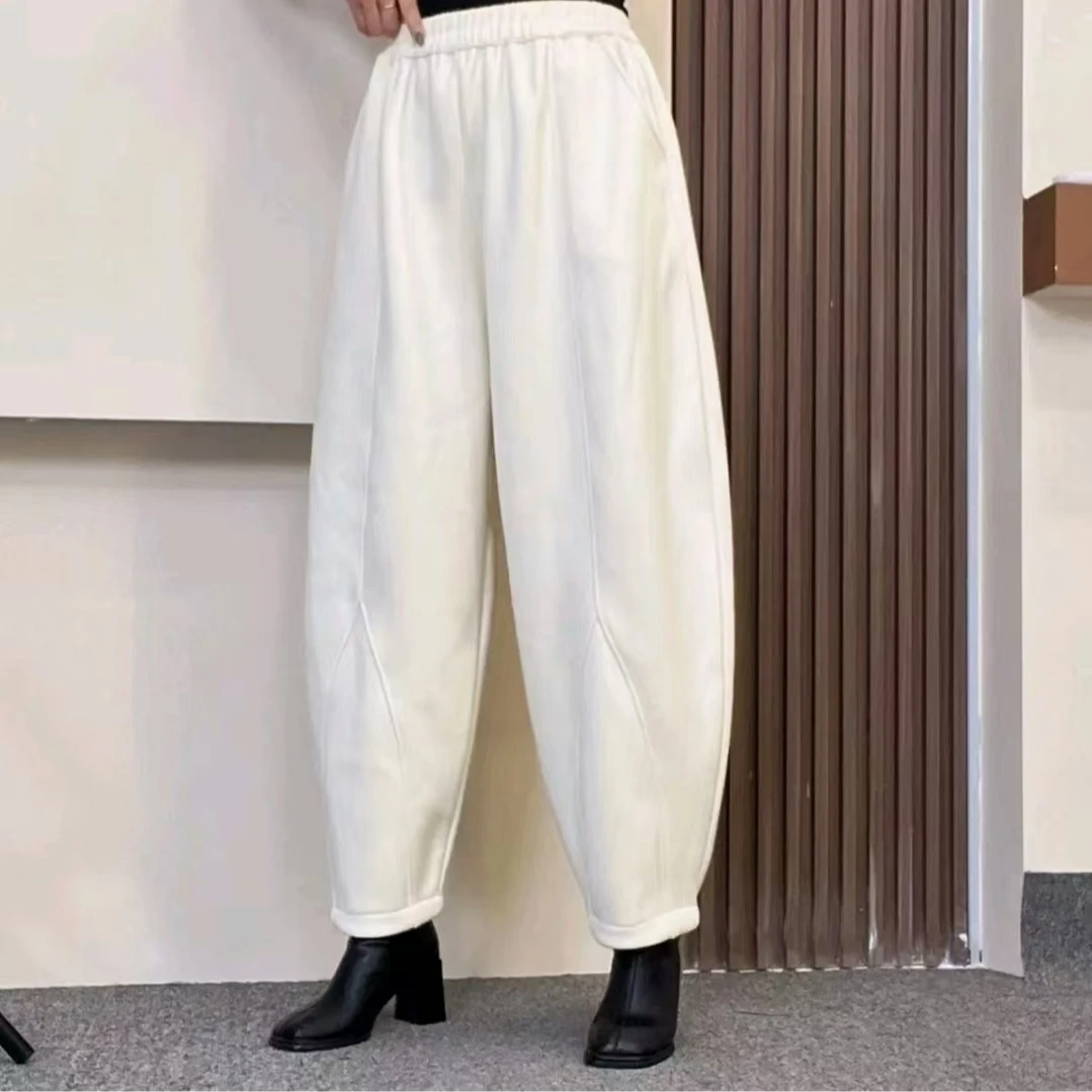 2024休闲百搭女士宽松紧腰减龄哈伦裤秋冬款显瘦洋气设计师时尚