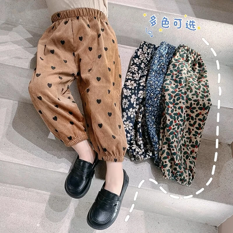 2024新款儿童碎花裤子棉布休闲裤宽松小女孩秋天外穿长裤洋气