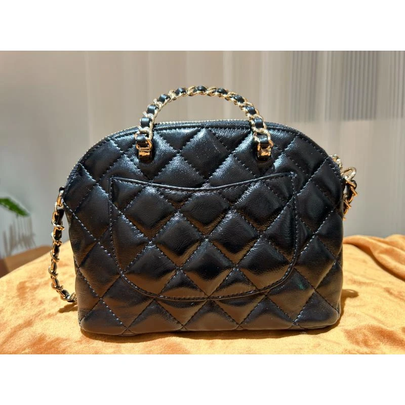 HIRMRIS手工真皮包550701-黑   菱格双手提24B