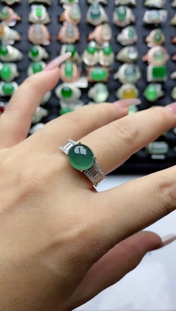 【闪购商品】翡翠戒指银S925镶嵌天然A货翡翠开口男戒