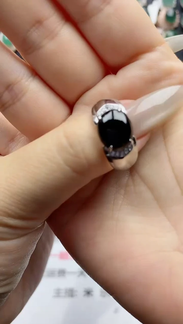 【闪购商品】翡翠戒指银S925镶嵌天然翡翠男戒