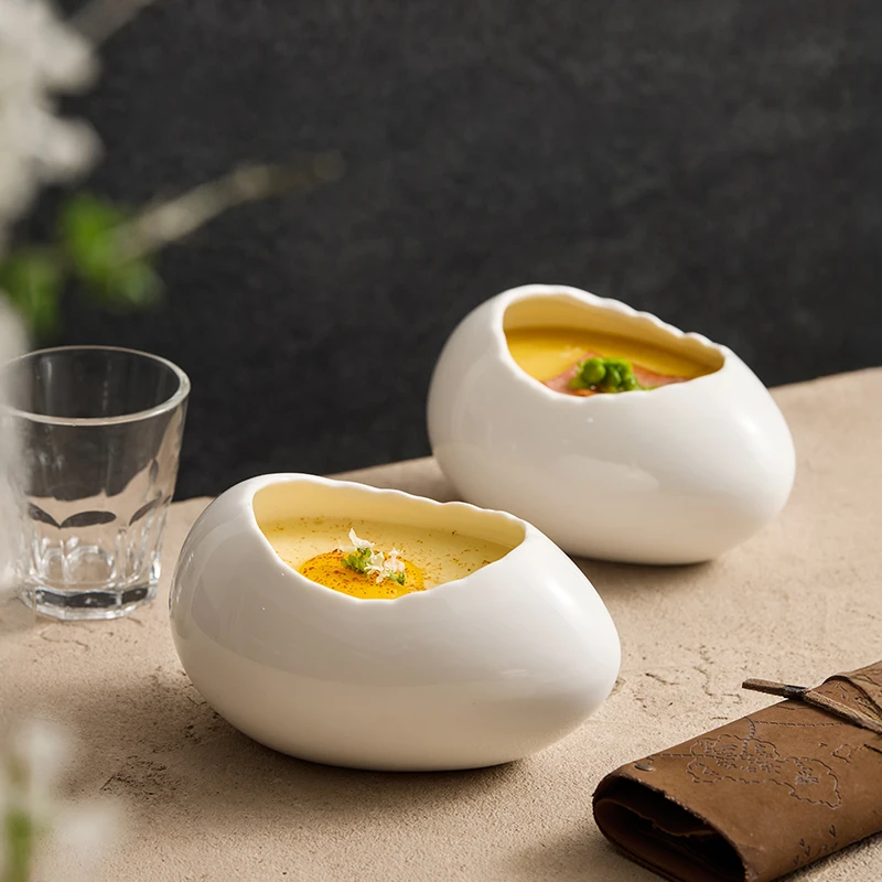 【高温白玉瓷】旦形鸡蛋碗 蒸蛋碗家用创意陶瓷碗冷饮小碗特色轻奢