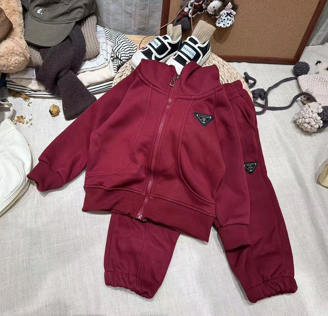 【加绒加厚】中大童秋两件套套装男女童外穿运动休闲韩版休闲套装