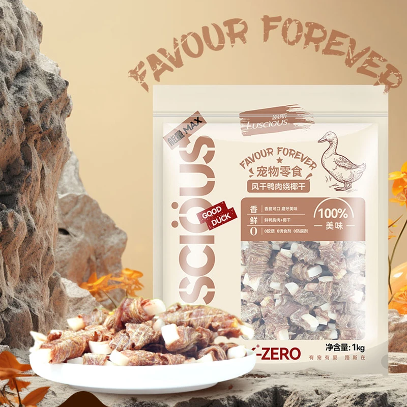 路斯 鸭肉绕椰子 鸭肉绕椰干训犬奖励互动零食 适口性好1kg大包
