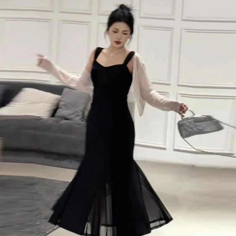 【两件套】夏新款外搭吊带法式时尚收腰夏季洋气女装连衣裙1465