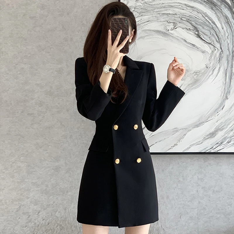 黑色连衣裙2025秋新款高级感收腰显瘦气质修身女神范时尚裙子1900