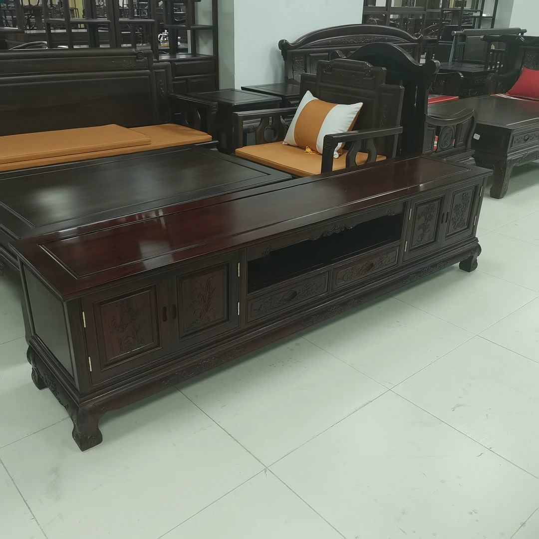 酸枝电视柜古典别墅雕花禅意家用客厅新中式
