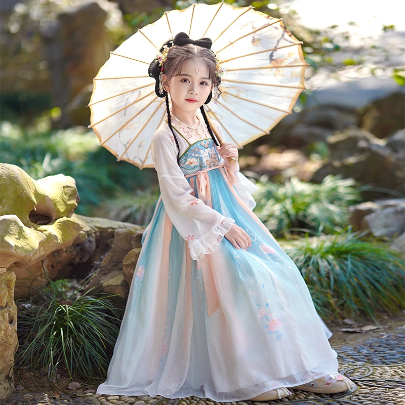 SL2733汉服女童春秋新款儿童古装中国风超仙唐装女孩古风裙子夏季