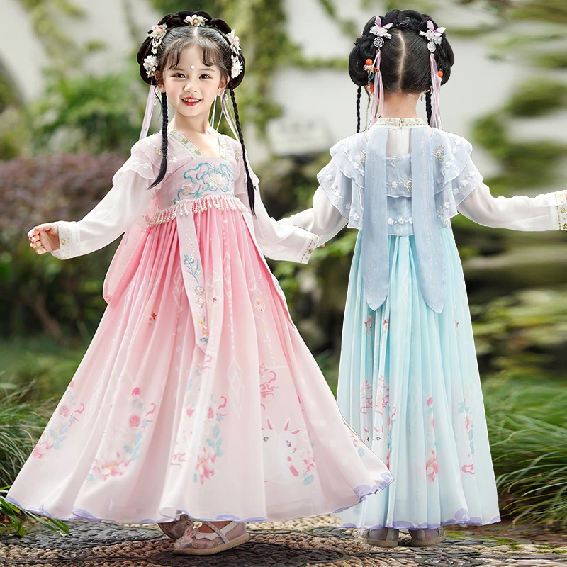 SL2327女童汉服连衣裙新款夏装儿童中国风唐装夏女孩古风超仙裙子