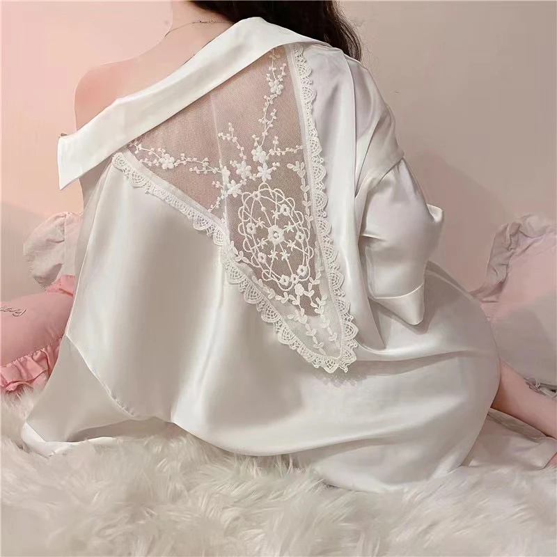 性感衬衫睡裙冰丝睡衣女款爆款2026新款夏季大码家居服春秋可外穿