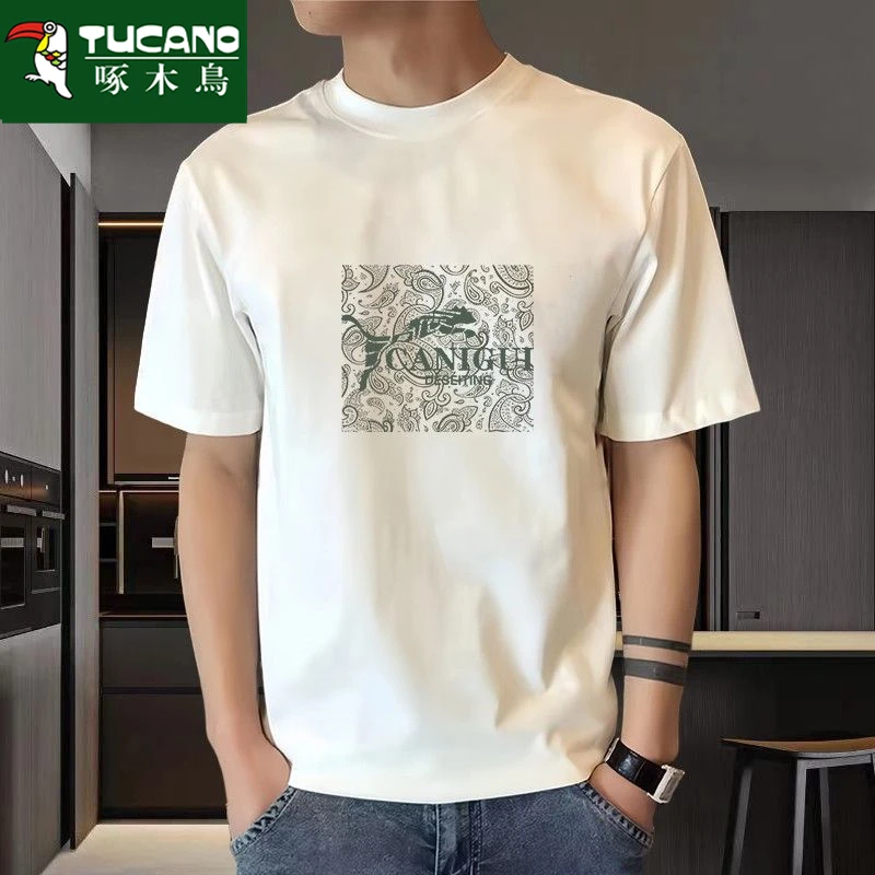 2024夏季纯棉t恤男士潮流宽松休闲内搭青少年舒适运动圆领打底衫t