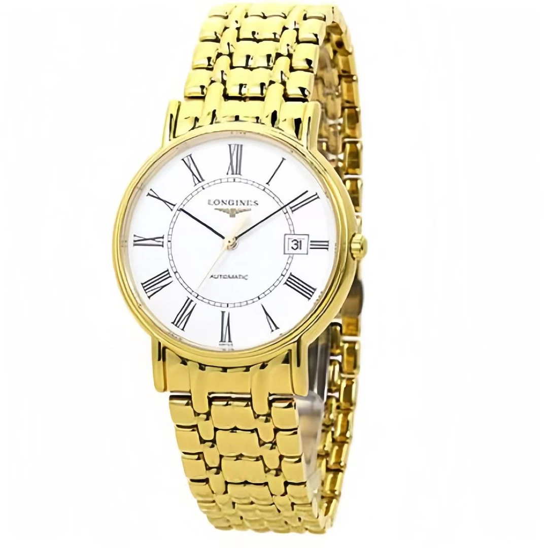 99新 Longines/浪琴 单表/瑰丽男表/间金罗马/机械/34.5表径/背透