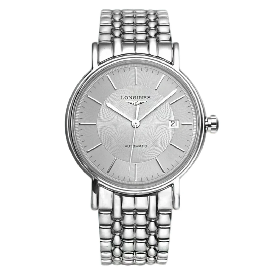 99新 Longines/浪琴 全套男士瑰丽经典机械腕表简约38.5mm径灰盘