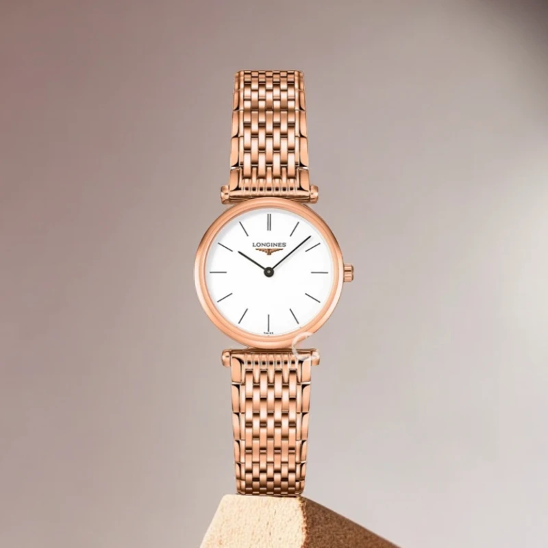 99新 Longines/浪琴 全套嘉岚女款/L4.209.1型号/镀玫瑰金/24表径