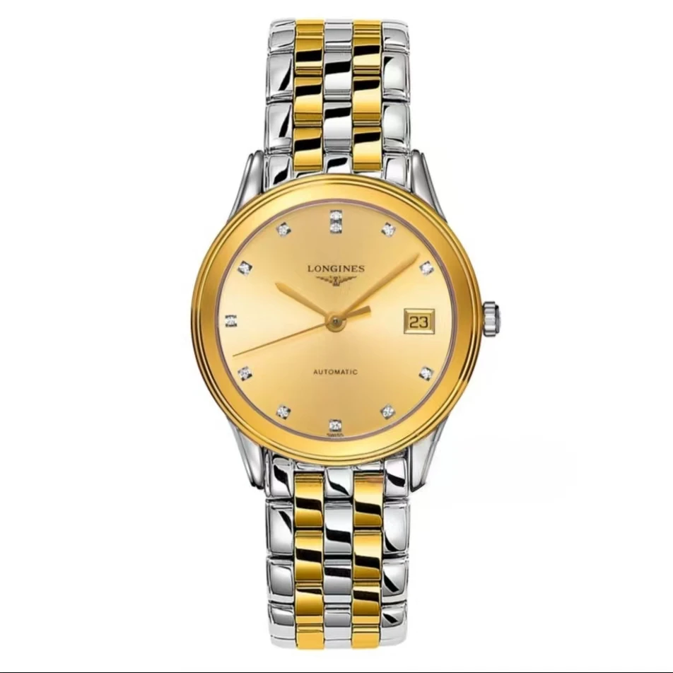 99新 Longines/浪琴 单表军旗男表/35.6表径/自动机芯/金盘钻刻