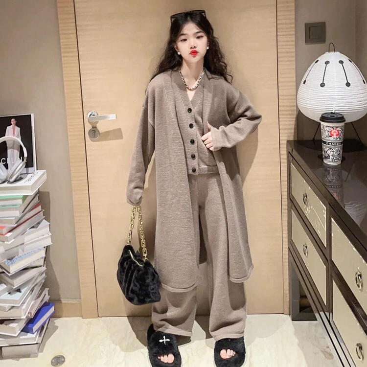 【酷Gril】女童毛衣三件套新款韩系洋气春装儿童时尚慵懒风针织套装