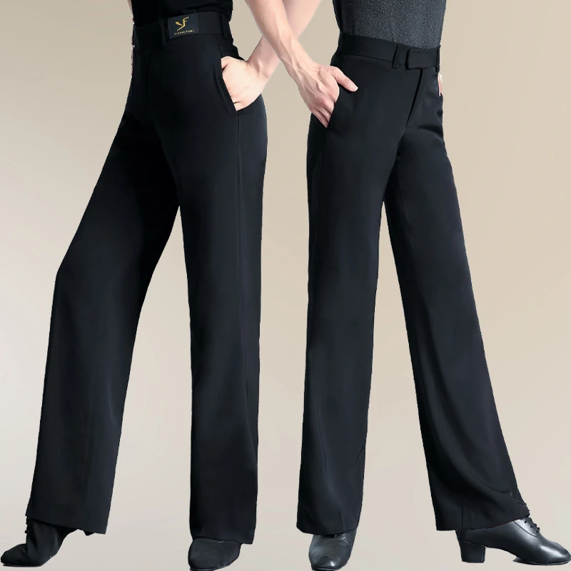 拉丁舞男士口袋练功裤子国标舞女士广场舞摩登舞直筒男女同款舞裤