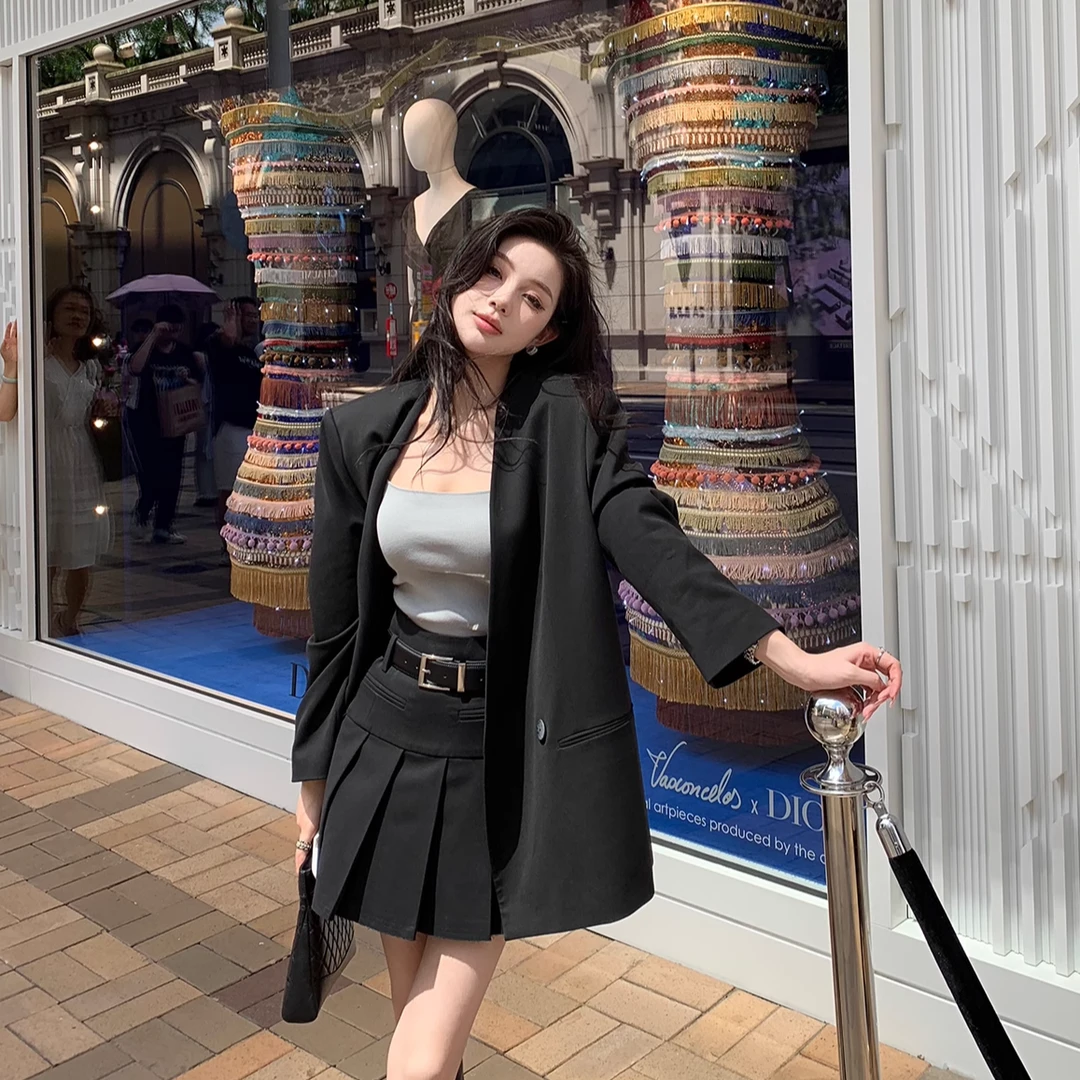 F轮F29【黑色开幕西装suit】 进口精纺斜纹V领 预皱处理