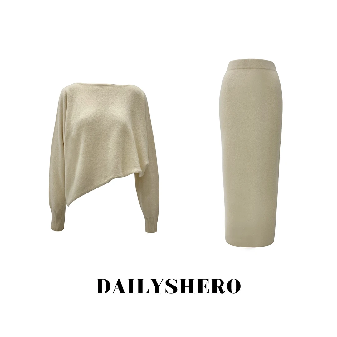 N轮N1 N2 【粗针一体机】静谧织物极简慵懒静奢轻驼色套装