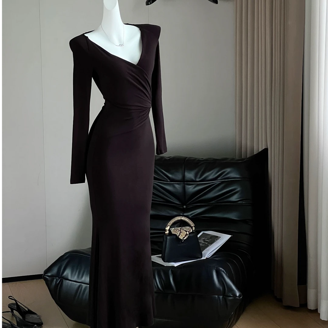 【C轮C9】黑嘉柏丽尔！姐系长裙 S比例拉满！暖冬双面拉剪绒鱼尾裙