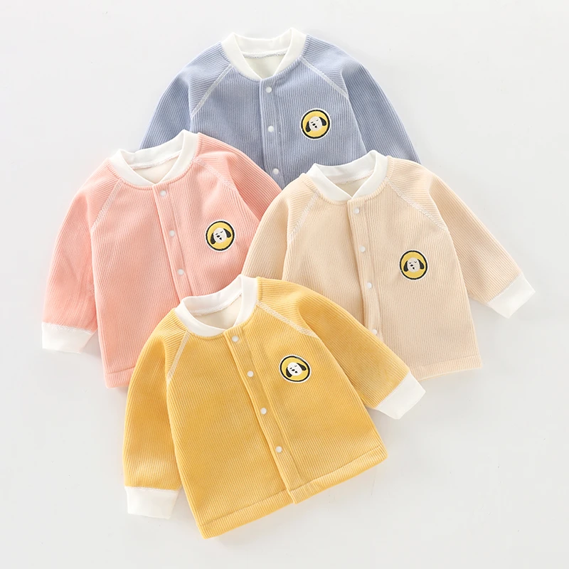 婴儿秋衣上衣保暖内衣单件春秋加绒加厚宝宝冬季打底男女儿童内搭