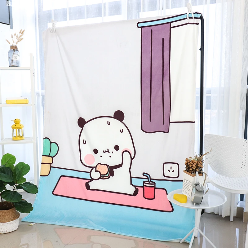 小熊猫一二薄毛毯盖被夏季空调午睡毯四季通用法兰绒毯羊羔绒学生