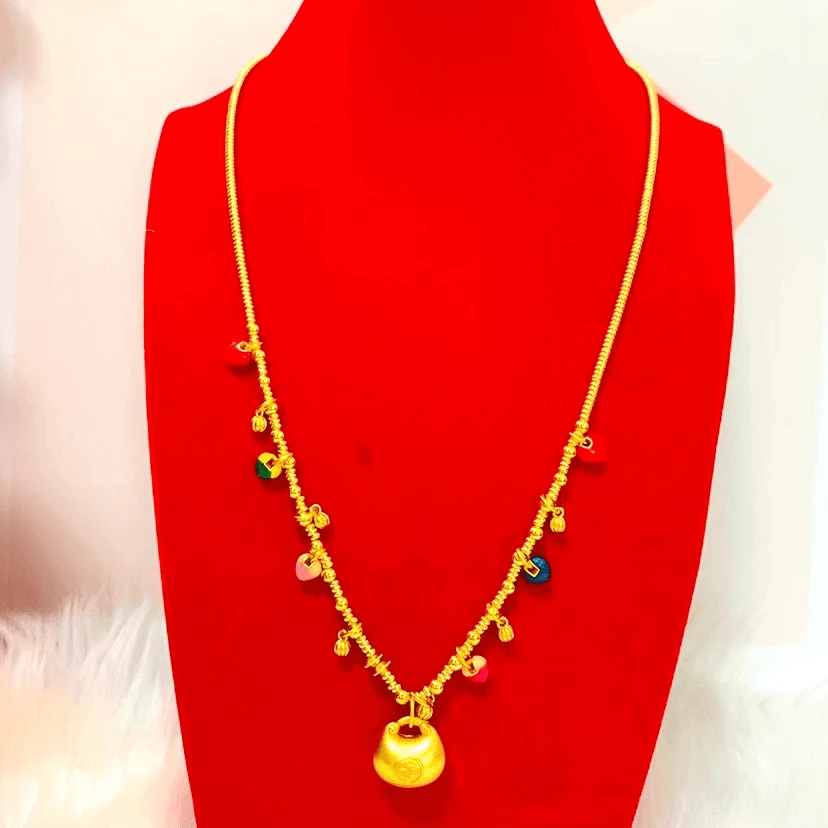 铜合金吊坠 小胖福元宝吊坠项链金色实心实心