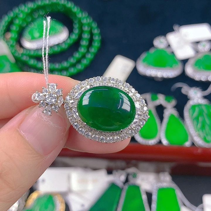 翡翠吊坠(不含链)银S925镶嵌