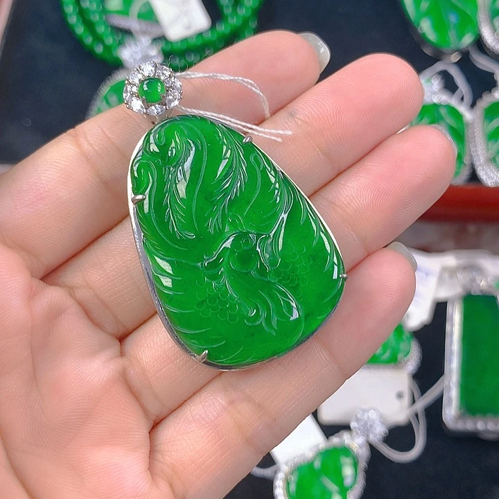 翡翠吊坠(不含链)银S925镶嵌