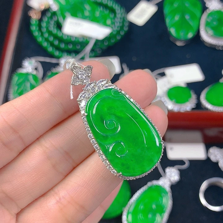 翡翠吊坠(不含链)银S925镶嵌